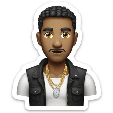 Light skin guy, angry, with a diamond necklace, he is wearing robber clothes sticker
