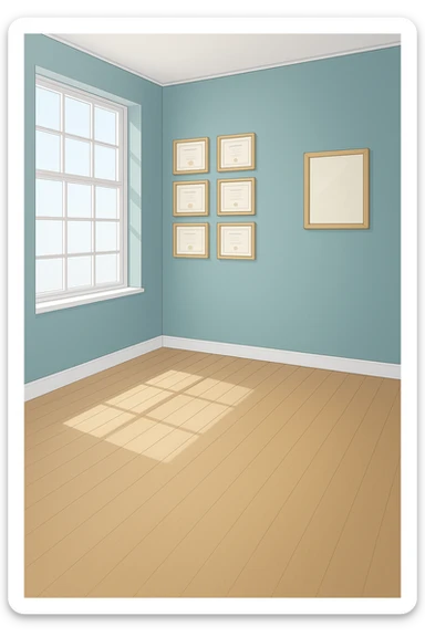 PRENDI SPUNTO DAI COLORI E DALLO STILE DELLA STANZA CON L'UOMO CON IL CAMICE E faMMI QUESTA STANZA VUOTA STILE MANGA/WEBTOON A COLORI SENZA LE PERSONE, SOLO LA STANZA. FALLA MOLTO PIù LUMINOSA, NON LUCI GIALLE sticker