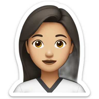 filipino girl with middle part and brown hair in black scrubs with no stethascope sticker