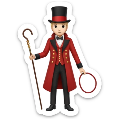 Ringmaster – Man in red coat and top hat, holding a whip or mic, full body sticker