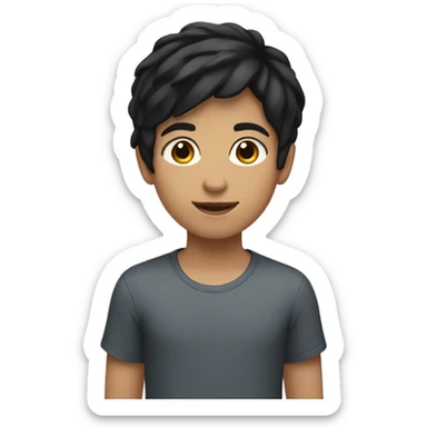 Boy with short black hair and girl with medium brown hair couple sticker