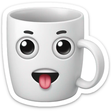 A mug with a face sticker