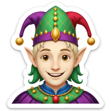 crazy colorful human jolly joker from poker, medieval, vintage, court jester sticker