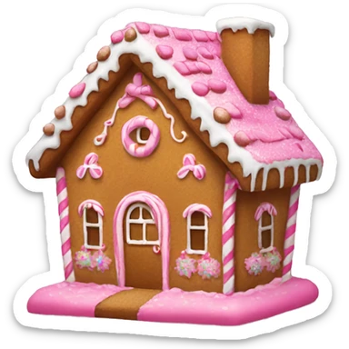 gingerbread house decorated with pink sticker
