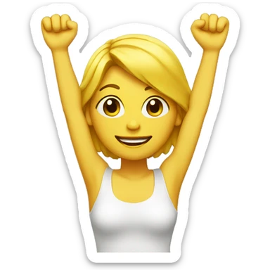  Woman with yellow skin and feet raising both arms in the air sticker