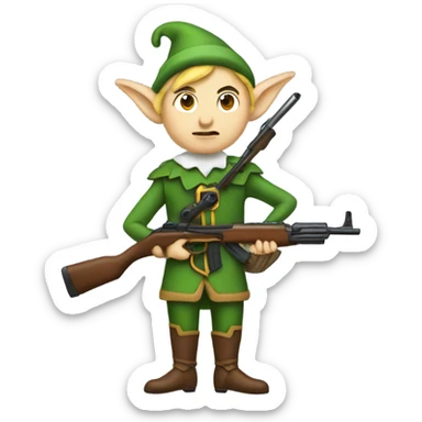 An elf with a rifle sticker