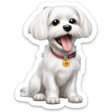 Maltese white lapdog with its tongue sticking out to the right sticker