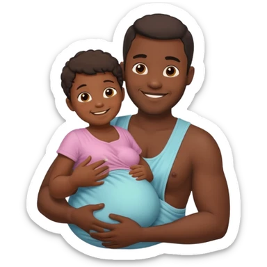 A pregnant burly black man breastfeeding his baby sticker