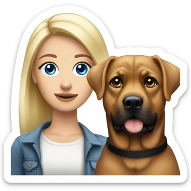 Blue eyed Pretty blonde woman with Rottweiler  sticker