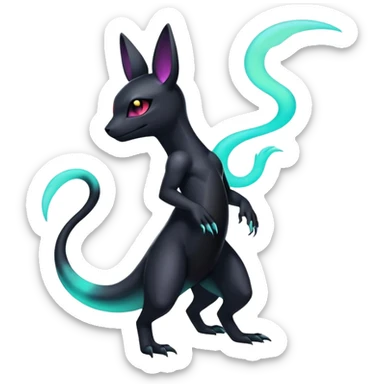 Dark Edgy Pastel Colorful Glowing Nano Neon Shiny Salandit-Umbreon-Fakémon-hybrid-creature (full body)  sticker