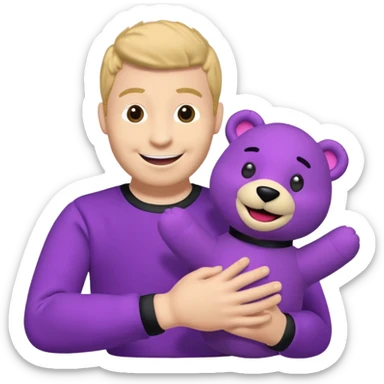 Bok the Hand Puppet from The Wiggles with purple bear puppet sticker
