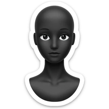 Matte black mannequin in the style of a default avatar. Monochrome with no lines. Minimalistic flat vector icon, iOS style, thin black contour on white. Completely black eyes are not just pupils sticker