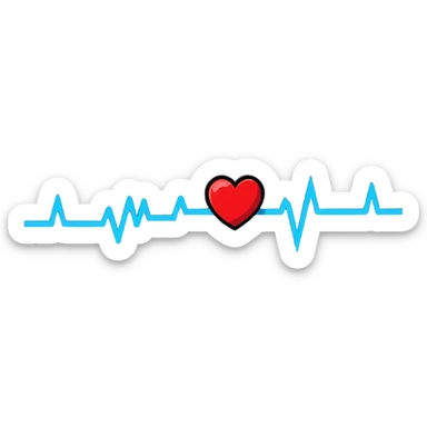 heart with blue and red heartbeat ECG line sticker