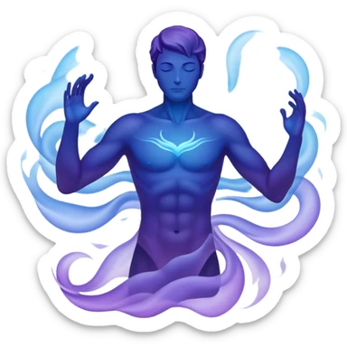 Male silhouette composed of ethereal flowing energy waves, abstract style aura forming the shape of a man, no facial features sticker