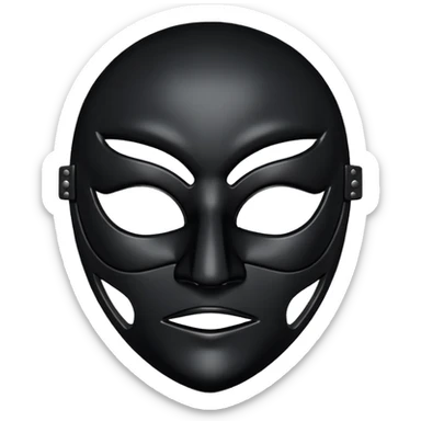 Minimal emoji, gothic mask forged from matte black leather, emotionless expression, smooth heavy surface, subtle metallic texture, deep shadows, no glow, no neon, flat emoji style, centered sticker
