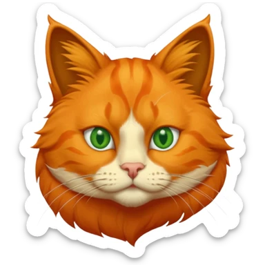 orange cat missing his right eye so it’s just an orange fur socket, and has a green left eye, with an orange patch of fur near his nose sticker