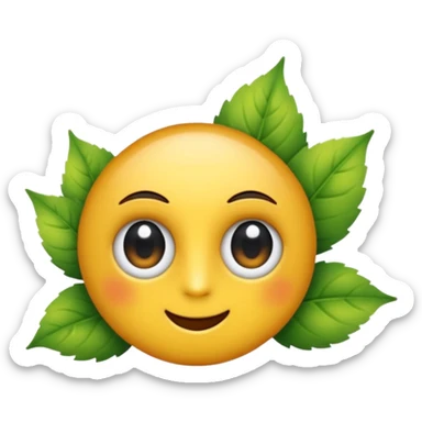 emoji, feuille d'érable couleur vermeille, deux yeux ronds noirs brillants sticker