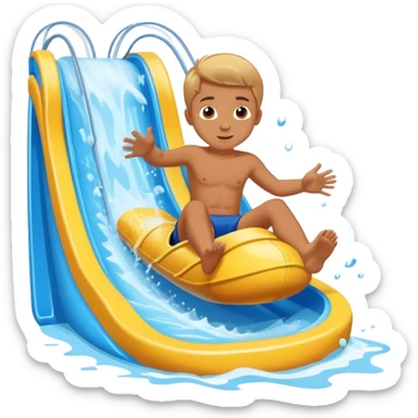 5 year old boy going down water slide sticker