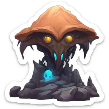 alien mountain creature scifi roguelike rpg style inspired by slay the spire digital art sticker