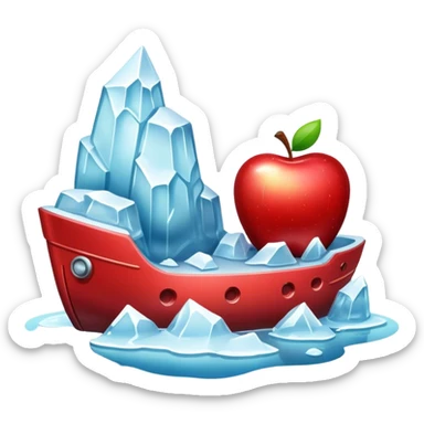 apple ship emoji hitting iceber sticker