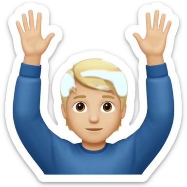 Boy, blonde hair with two hands up saying 67 sticker
