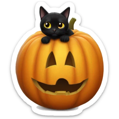 Black cat inside a pumpkin poking its head out  sticker