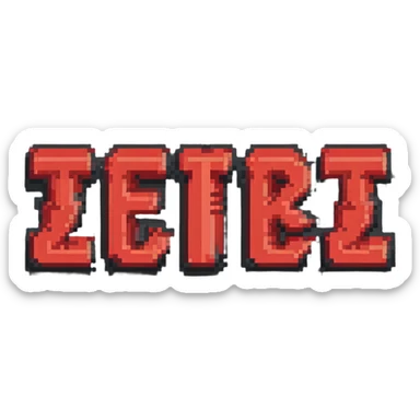 pixel art style text 'ZETRIX' in all caps, red color, blocky retro font sticker