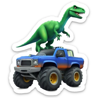 Dinosaur on monster truck sticker