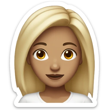 Light tan girl with dark brown eyes and brunetter hair with blonde highlights sticker