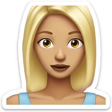 Hot girl looking at her feet blonde hair red toe nails no shoes sticker