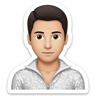 Danny Wood from NKOTB with dark brown hair, white sequin outfit sticker