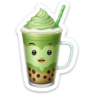 matcha latte with boba and ice without sticks and add a lil coffee  sticker
