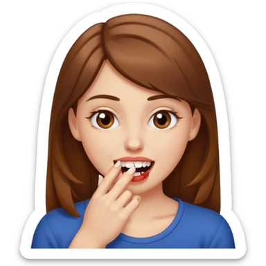 Une fille brune et blanche qui se mord l'ongle avec ses dents comme si elle draguait qqn sticker