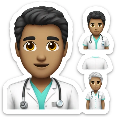black hair white skin male nurse sticker
