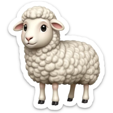 cinematic-[sheep]-realistic-full-body-standing-emoji,-tail-flicking-lazily,-head-tilted-dramatically,-curly-[white]-fur,-simplified-yet-realistic-focused-features,-highly-detailed,-glowing-with-an-almost-sarcastic-glow sticker