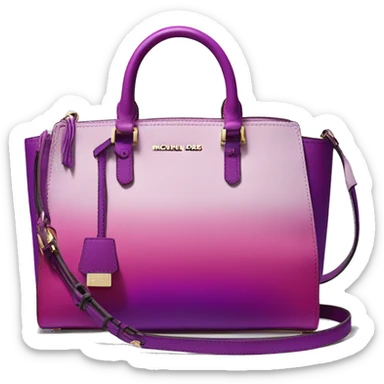 Realistic isolated magenta to purple ombre Michael kors satchel purse without a strap. sticker