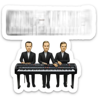 photo realistic band Kraftwerk playing keybords sticker