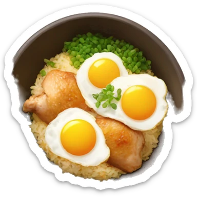 chicken thigh rice bowl with two eggs sticker
