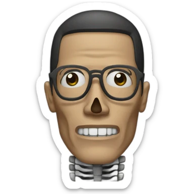 Gustavo Fring with half of his face normal and half of it as a skeleton sticker