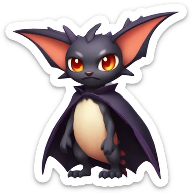  Kawaii Cute Cool Vampiric Beautiful Noivern-Nargacuga-Litten with big Bat Ears full body sticker