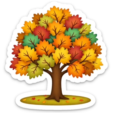 Fall tree with beautiful autumn colors, felt texture, scrapbooking sticker