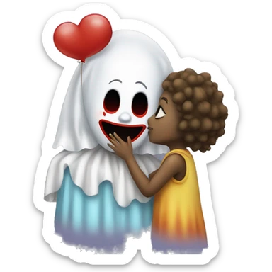 Girl clown kissing a ghost  sticker