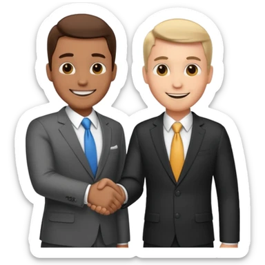 two men shaking hands, one with darker skin and one with lighter skin sticker