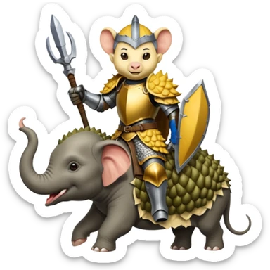 DURIAN KNIGHT WITH ELEPHENT FACE RIDE ON THE RAT sticker