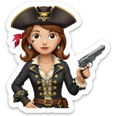 Lady Pirate With Gun, point to thr front. sticker