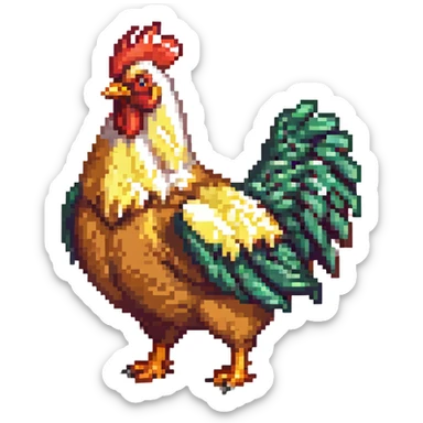Minecraft style chicken, blocky, realistic texture, similar to provided wolf reference sticker