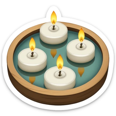 Small tea Candles floating on a pond zen Japanese garden  sticker