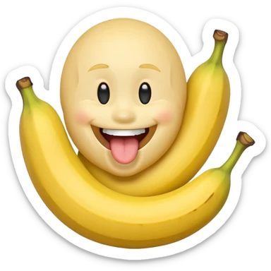 a classic smiley face that holding a banana. Half of the banana is in his mouth and he suck it with his tongue sticker