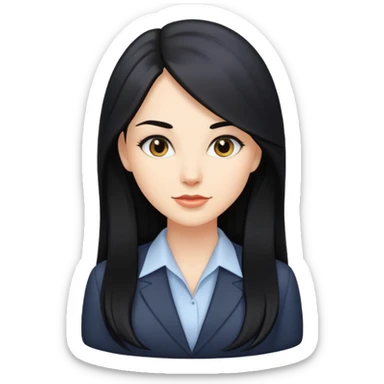 Business woman caucasian long black hair girl sticker