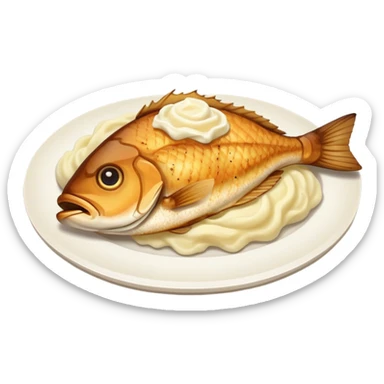 Fried fish and mashed potatoes  sticker